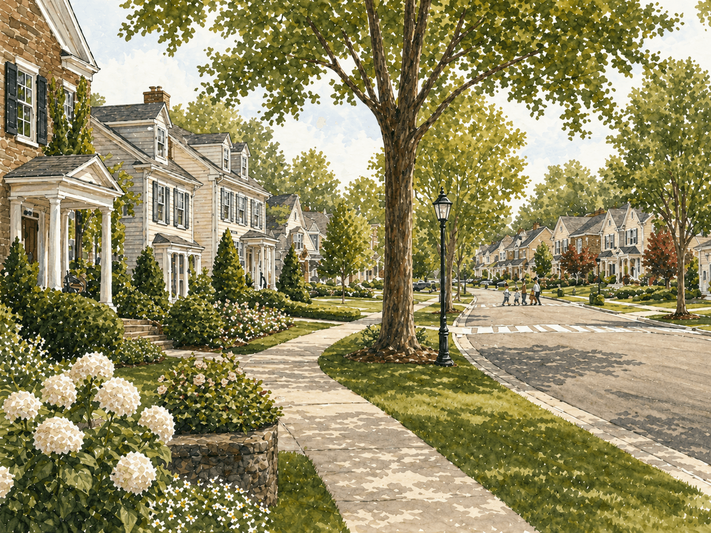 Central Bucks tree-lined neighborhood with polished homes and strong curb appeal