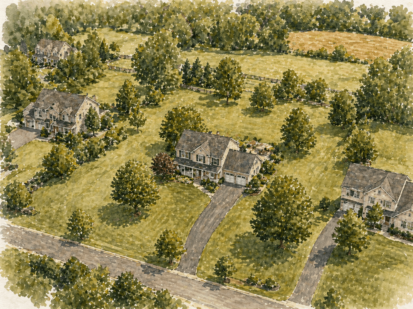 Upper Bucks homes on larger lots showing more yard and property space