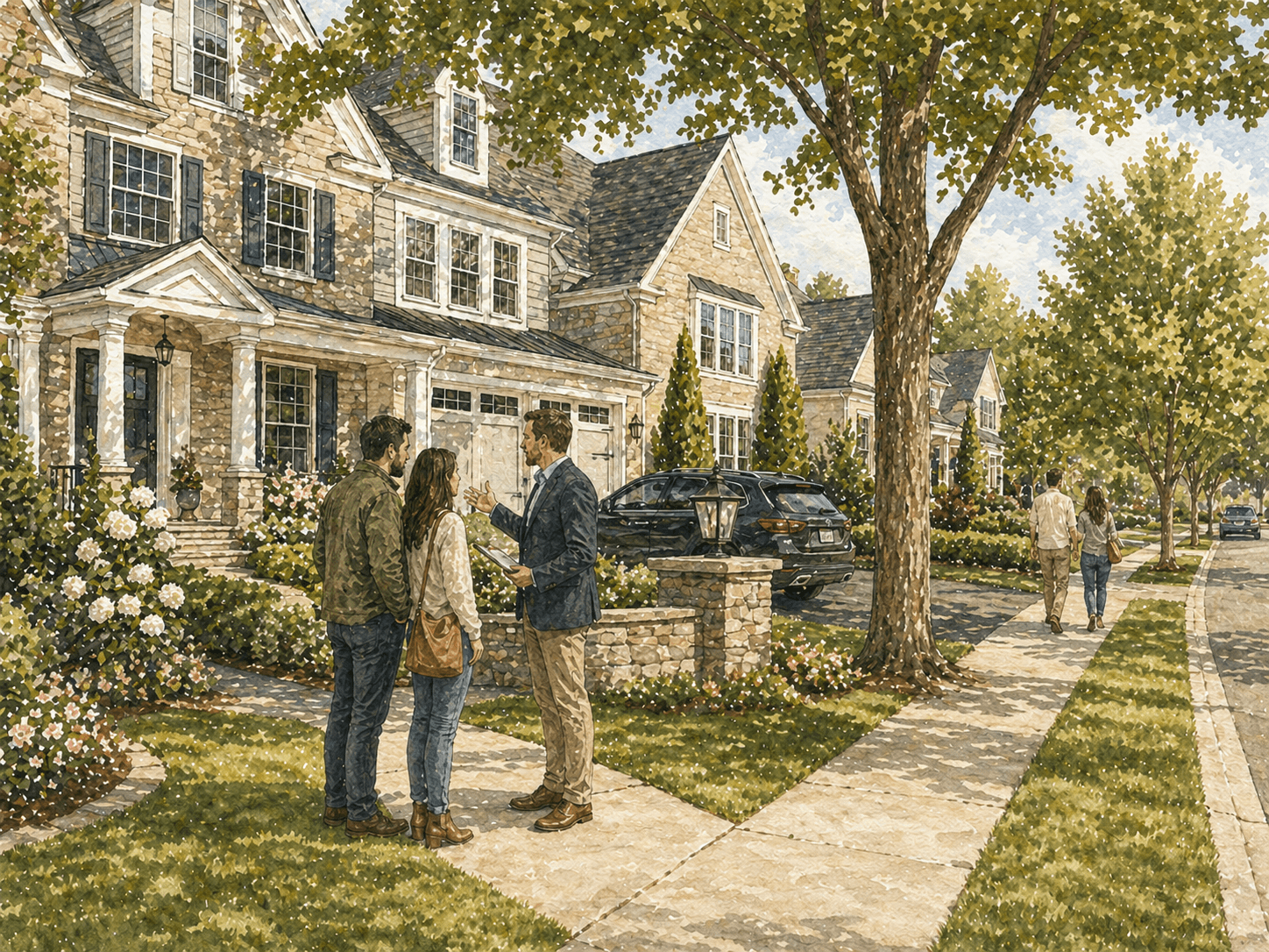 First-time buyers discussing a competitive Central Bucks home with a real estate agent